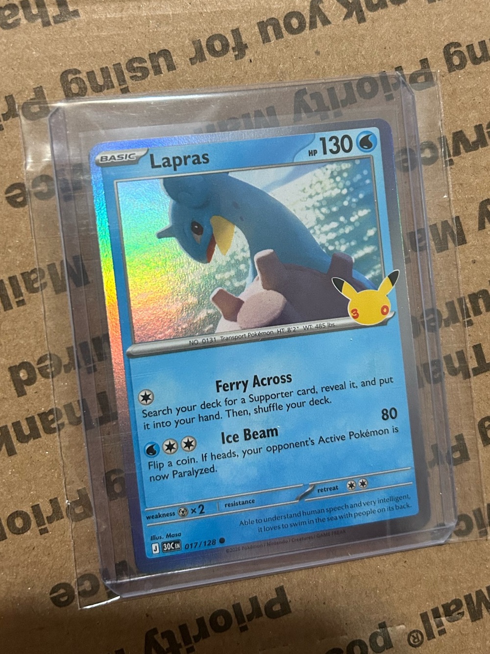 Holo Lapras Card No. 017/128 • 30th Celebration Pokemon TCG